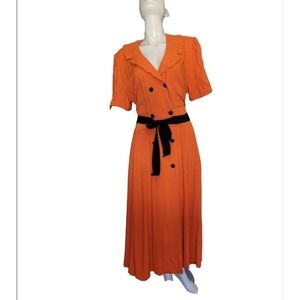 Vintage Orange Polka Dot Double-Breasted Dress, VGUC, Size XXL